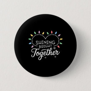 Shining Bright Together Holiday Lights Heart Chris 6 Cm Round Badge