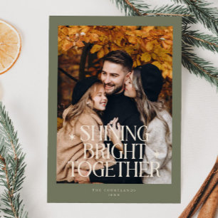 Shining Bright Together Photo Sage Green Holiday Card