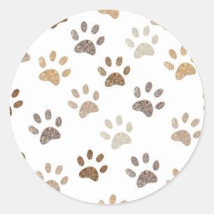 Shining brown paw prints classic round sticker