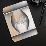 Shining brushed steel monogram  iPad air cover<br><div class="desc">This beautiful iPad case is decorated with a very realistic brushed steel imitation with shadows and highlights. In the middle, like a heart opening, the metal opens to reveal your monogram, written with beautiful letters in script and sans serif fonts, elegantly interlaced and whose shadows and lights imitate embossing and...</div>