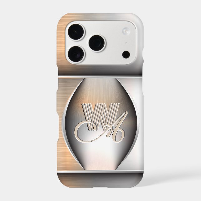 Shining brushed steel monogram iPhone / iPad case (Back)