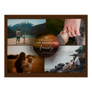 Shining Chic Golden Ornamental 4 Photos Poster