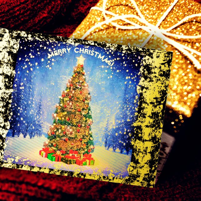 Shining Christmas tree Foil Holiday Postcard (Creator Uploaded)