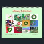 Shining Christmas Wall Calendar<br><div class="desc">A calendar with the spirit of Christmas all year long with 12 of my original holiday images of festive and vibrant ornaments,  hearts,  Christmas trees and wreaths and more.</div>