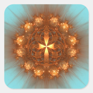 Shining Cross Mandala Square Sticker