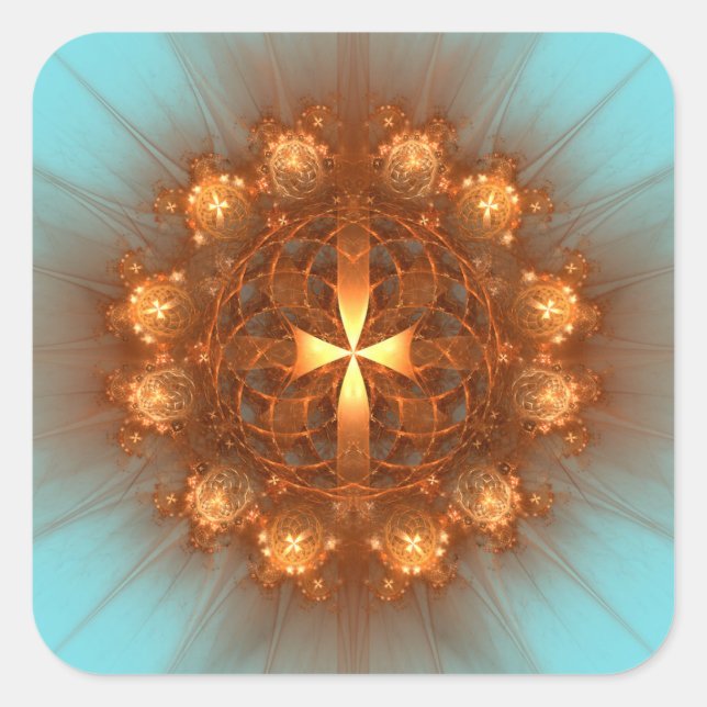 Shining Cross Mandala Square Sticker (Front)