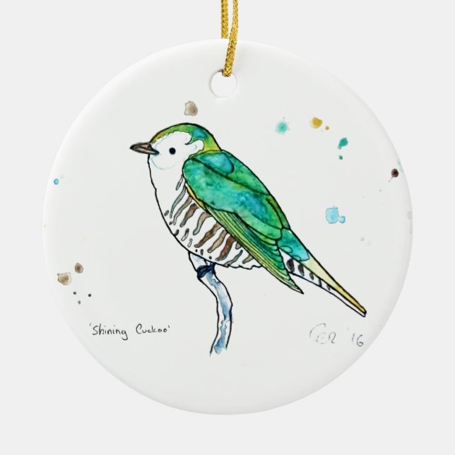 Shining Cuckoo Ceramic Ornament (Front)
