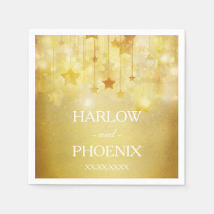 Shining Gold Stars Wedding Napkin