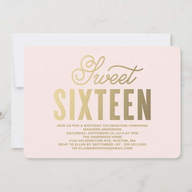 Shining Gold | Sweet Sixteen Invitation (Front)
