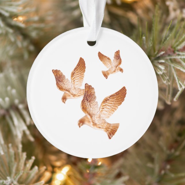Shining Golden Doves Personalized Photo Ornament (Tree)