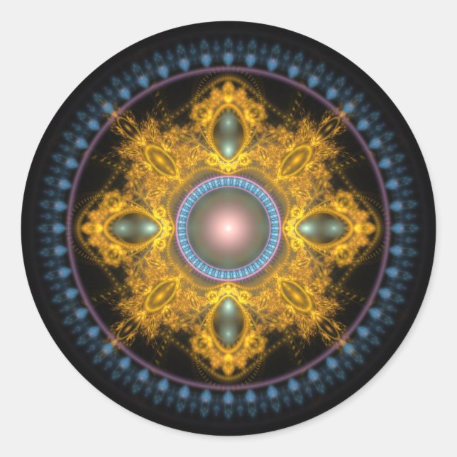 Shining golden Round Mandala Classic Round Sticker (Front)