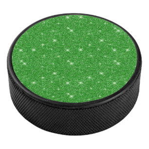Shining Green Sparkle Vibes Luminous Colour Xmas Hockey Puck