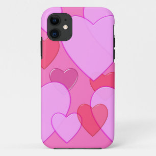 Shining heart Valentine background pink iPhone 11 Case