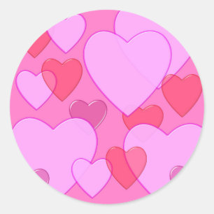 Shining heart Valentine background pink Classic Round Sticker