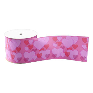 Shining heart Valentine background pink Grosgrain Ribbon
