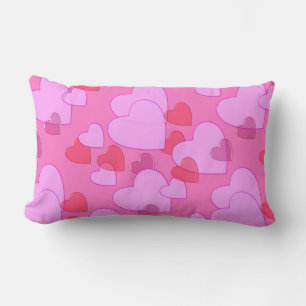 Shining heart Valentine background pink Lumbar Cushion