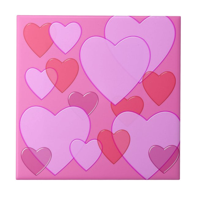 Shining heart Valentine background pink Tile (Front)