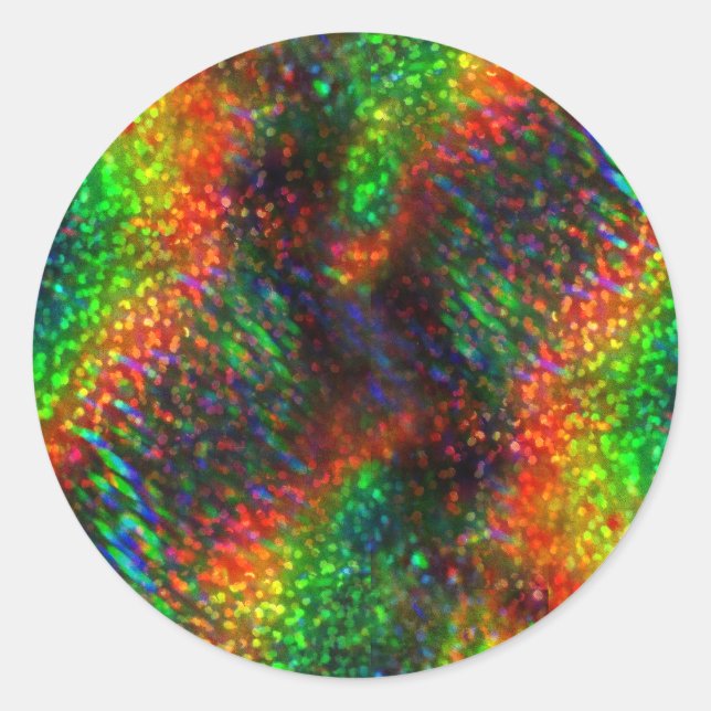 Shining Holographic Bright Rainbow Lights Glitter Classic Round Sticker (Front)