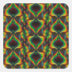 Shining Holographic Rainbow Lights Glitter Leaf Square Sticker