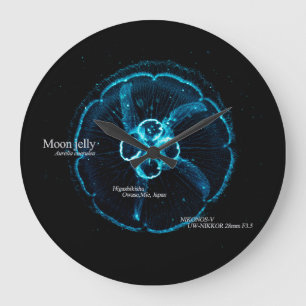 Shining Jellyfish Silhouette Large Clock