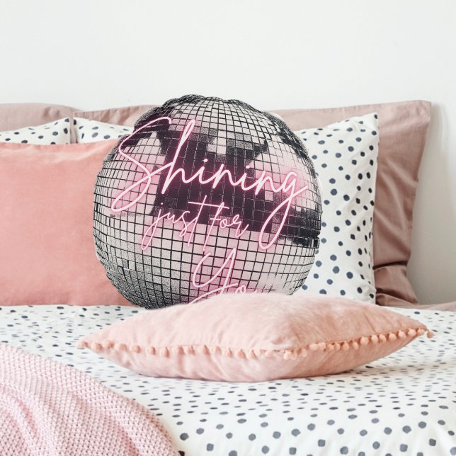 Shining Just For You Mirror Ball Disco Round Cushion (Shining Just For You Mirror Ball Disco Round Pillow)
