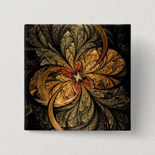 Shining Leaves Fractal Art 15 Cm Square Badge