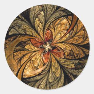 Shining Leaves Fractal Art Classic Round Sticker