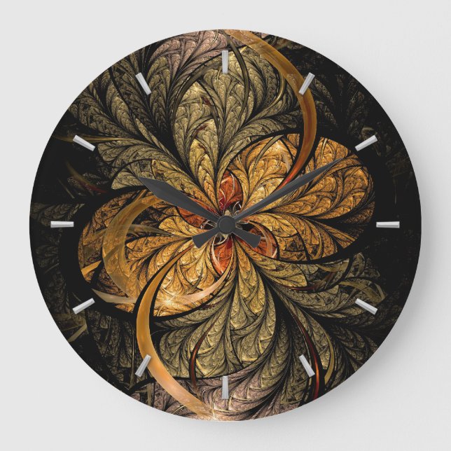 Shining Leaves Fractal Art Large Clock (Front)