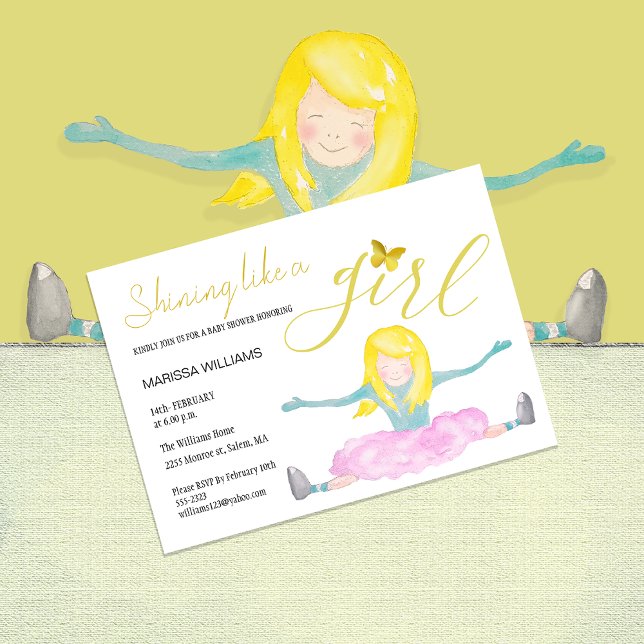 Shining Like a Girl Watercolor Illustration Holiday Card (Creator Uploaded)
