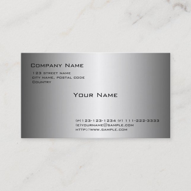 shining metal  like business card. business card (Front)