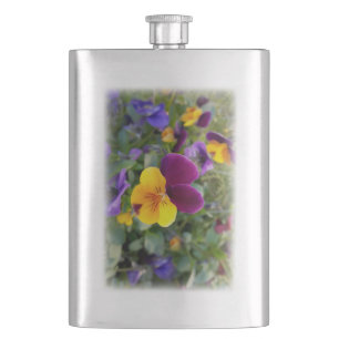 Shining pansies hip flask