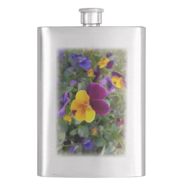 Shining pansies hip flask (Front)