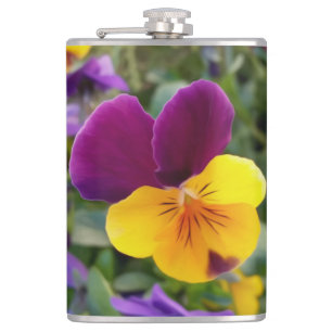 Shining pansies hip flask