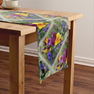 Shining pansies long table runner