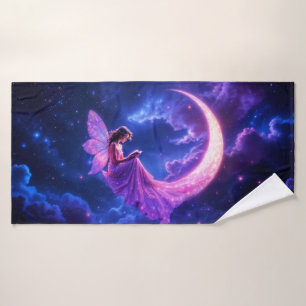 Shining pink fairy wings luminous stars art bath towel