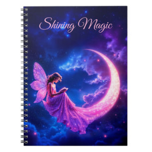 Shining pink fairy wings luminous stars art notebook