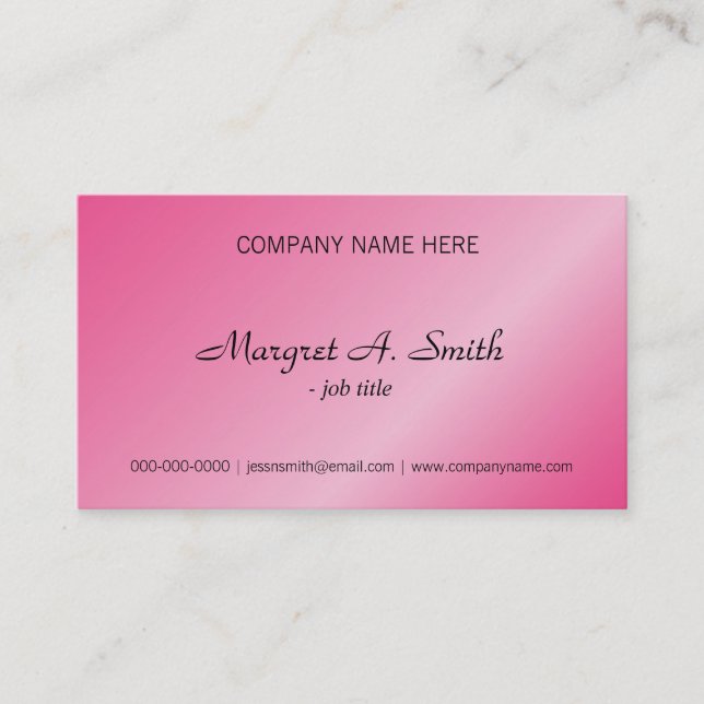 Shining pink, metallic elegant business cards. business card (Front)