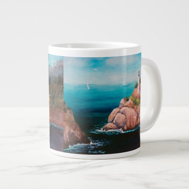 Shining Point Lighthouse Large Coffee Mug (Front Right)