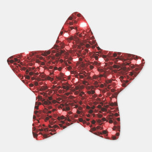 Shining Red Glitter Faux Glitter Sparkle Star Sticker