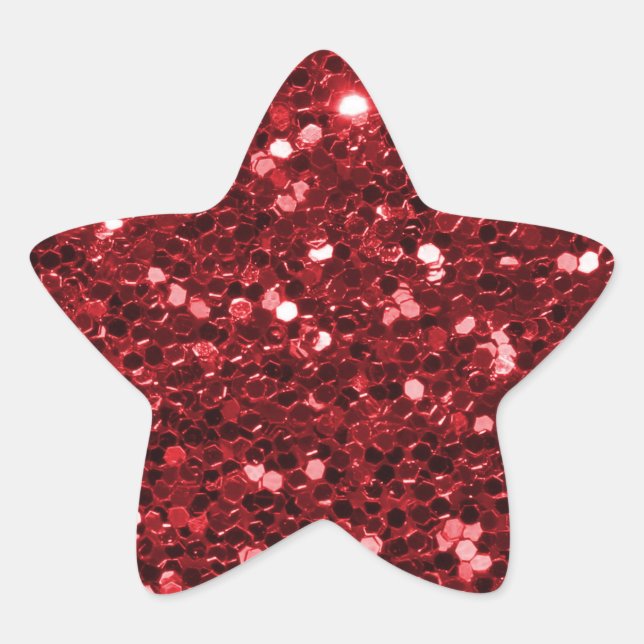 Shining Red Glitter Faux Glitter Sparkle Star Sticker (Front)