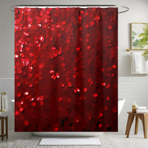 Shining Red Sequin Shower Curtains Vibrant Style
