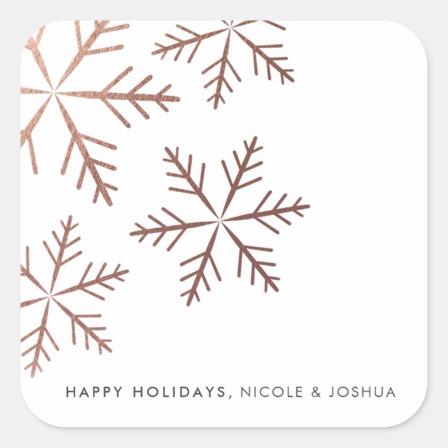 Shining snowflake faux foil winter holiday square sticker (Front)