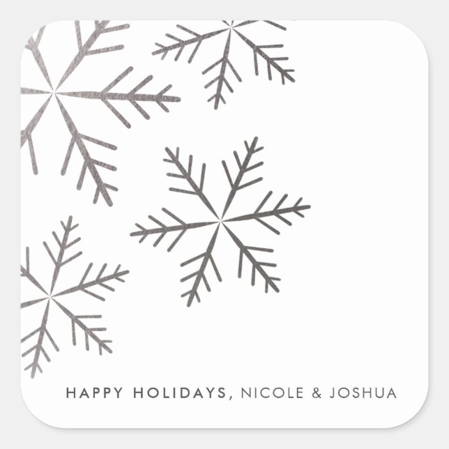 Shining snowflake faux foil winter holiday sticker (Front)