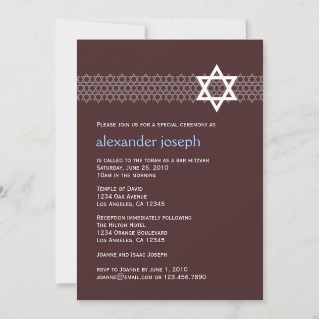 Shining Star Bar Mitzvah Invitation (Front)