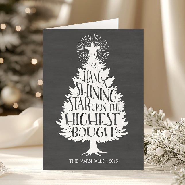 Shining Star Black & White Tree Holiday Card (Creator Uploaded)