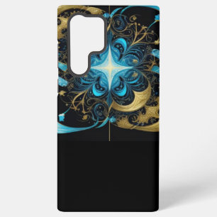 Shining Star Blue Flower Gold Samsung Galaxy Case