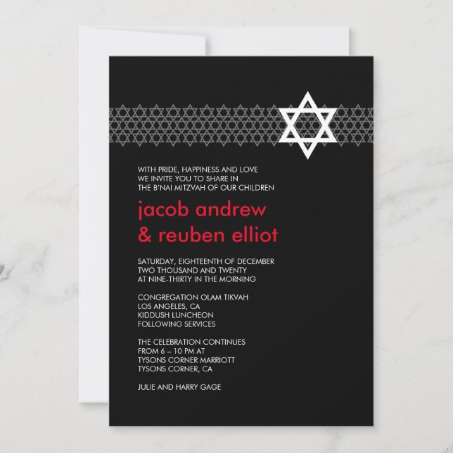 Shining Star B'nai Mitzvah Invitation (Front)