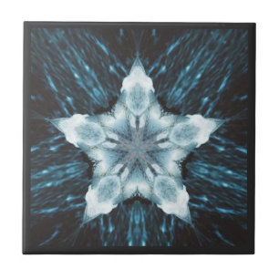 Shining star bright on black and cobalt blue ceramic tile