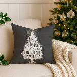 Shining Star Christmas Quote Chalkboard Cushion<br><div class="desc">Have yourself a merry little Christmas with this festive decorative throw pillow! Design features a bountiful Christmas tree with "hang a shining star upon the highest bough" inscribed inside, all on a brushed grey chalkboard background. Customise the reverse side with the year for a sweet holiday keepsake. Coordinating items, including...</div>