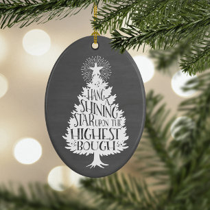 Shining Star Christmas Tree Chalkboard Keepsake Ceramic Tree Decoration